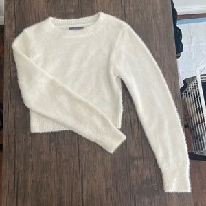 Urban Outfitters Fuzzy Cropped White Sweater (Size S-P)